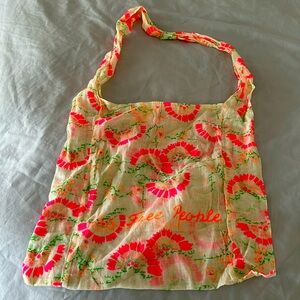 Fishy’s, orange and Green Free People Cloth Hobo Bag